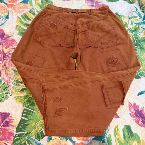 POL Distressed Cropped Pants in Rust - Picture 6 of 10
